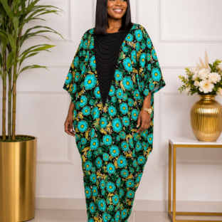 ankara and black v neck